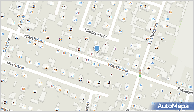 Aleksandrów Łódzki, Wierzbińska, 9, mapa Aleksandrów Łódzki
