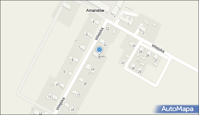 Amandów, Wiejska, 20, mapa Amandów