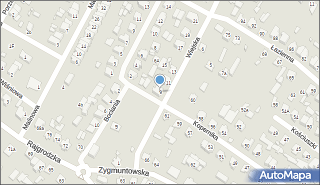 Augustów, Wiejska, 9, mapa Augustów