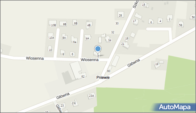 Bąków, Wiosenna, 2, mapa Bąków