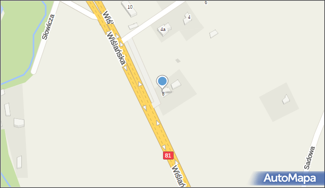 Bąków, Wiślańska, 8, mapa Bąków