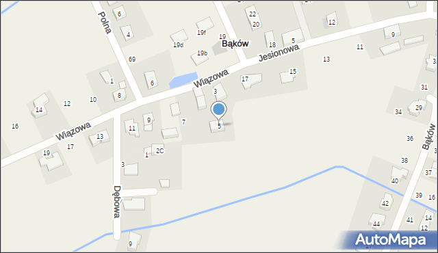 Bąków, Wiązowa, 5, mapa Bąków