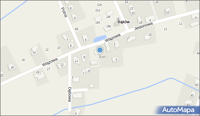 Bąków, Wiązowa, 7, mapa Bąków