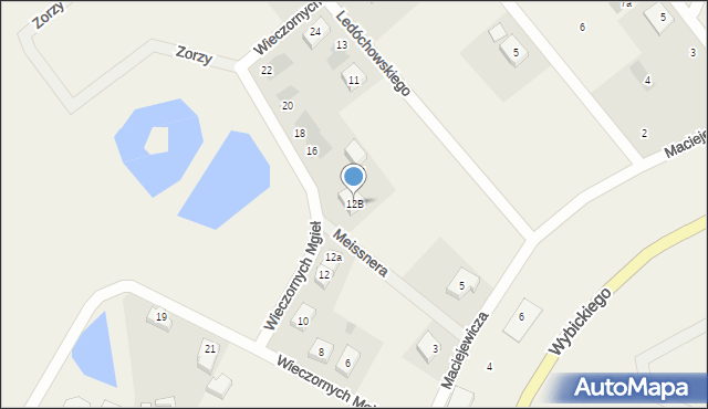 Bąkowo, Wieczornych Mgieł, 12B, mapa Bąkowo