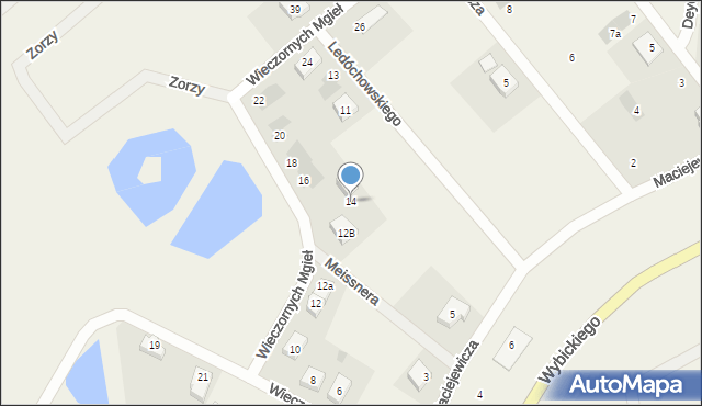 Bąkowo, Wieczornych Mgieł, 14, mapa Bąkowo