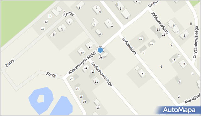 Bąkowo, Wieczornych Mgieł, 26, mapa Bąkowo