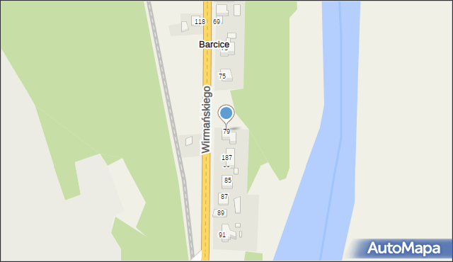Barcice, Wirmańskiego Józefa, ks., 79, mapa Barcice