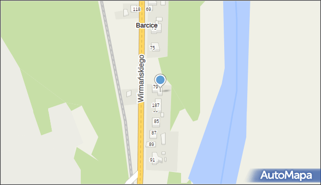 Barcice, Wirmańskiego Józefa, ks., 79a, mapa Barcice