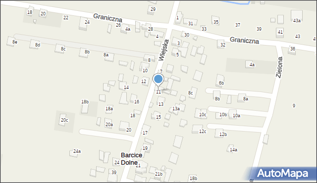 Barcice Dolne, Wiejska, 11, mapa Barcice Dolne