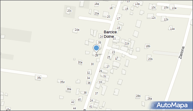 Barcice Dolne, Wiejska, 28, mapa Barcice Dolne