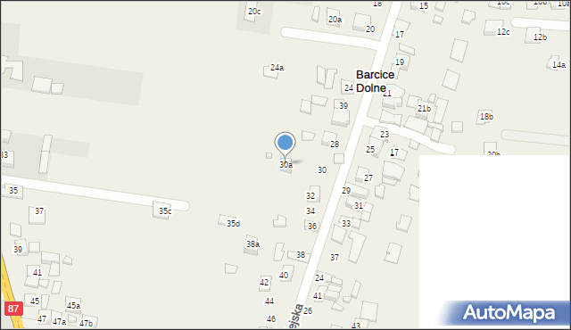 Barcice Dolne, Wiejska, 30a, mapa Barcice Dolne