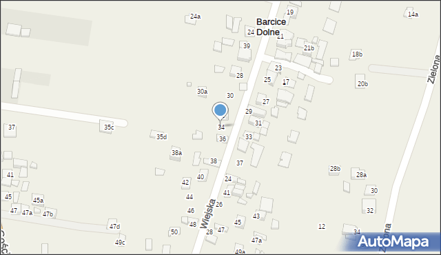 Barcice Dolne, Wiejska, 34, mapa Barcice Dolne