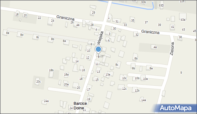 Barcice Dolne, Wiejska, 9, mapa Barcice Dolne