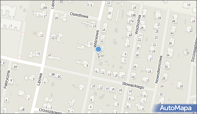 Barczewo, Wiśniowa, 8, mapa Barczewo