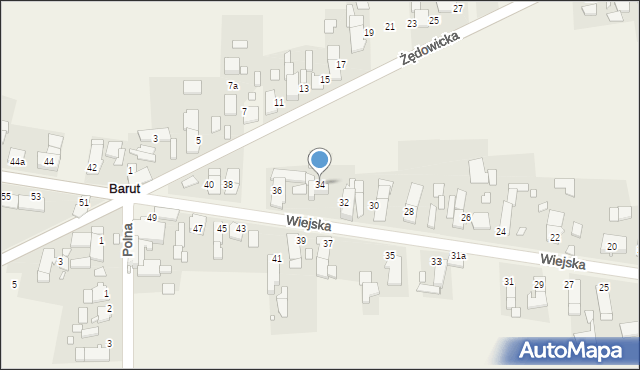 Barut, Wiejska, 34, mapa Barut