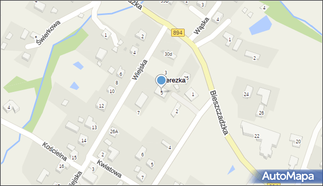 Berezka, Wiejska, 5, mapa Berezka