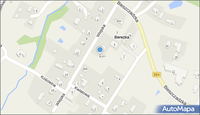 Berezka, Wiejska, 7, mapa Berezka
