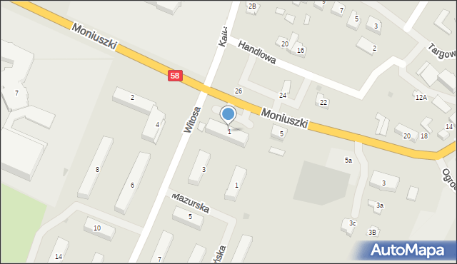 Biała Piska, Witosa Wincentego, 1, mapa Biała Piska