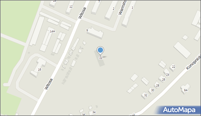 Biała Piska, Witosa Wincentego, 11, mapa Biała Piska