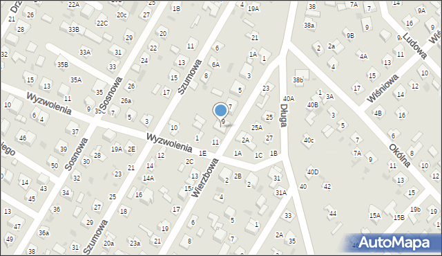 Biała Podlaska, Wierzbowa, 9A, mapa Białej Podlaskiej