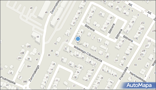 Biała Podlaska, Wilskiego-Ciborowicza Krzysztofa, ks., 11, mapa Białej Podlaskiej