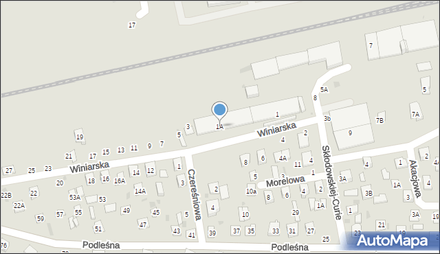 Biała Podlaska, Winiarska, 1A, mapa Białej Podlaskiej