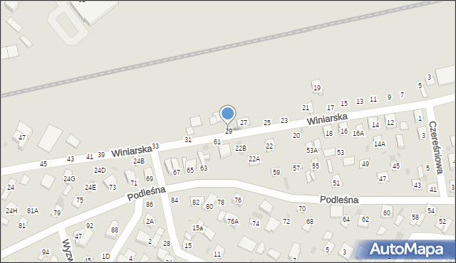 Biała Podlaska, Winiarska, 29, mapa Białej Podlaskiej
