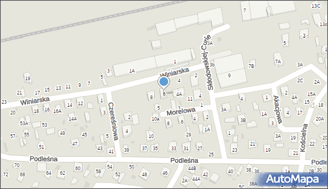 Biała Podlaska, Winiarska, 6, mapa Białej Podlaskiej