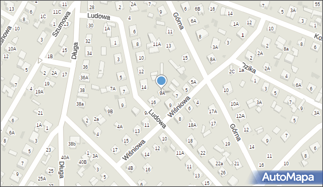 Biała Podlaska, Wiśniowa, 9A, mapa Białej Podlaskiej