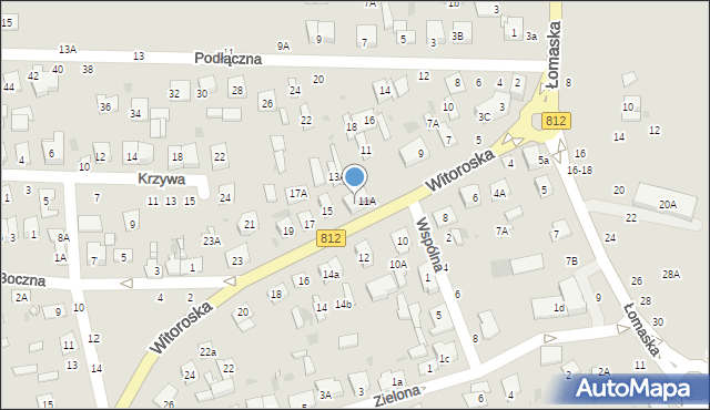 Biała Podlaska, Witoroska, 13, mapa Białej Podlaskiej
