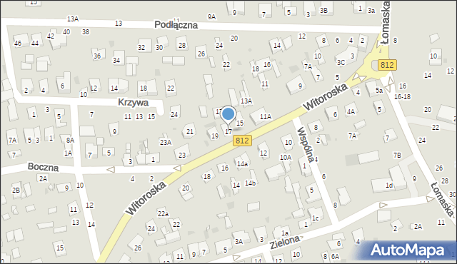 Biała Podlaska, Witoroska, 17, mapa Białej Podlaskiej