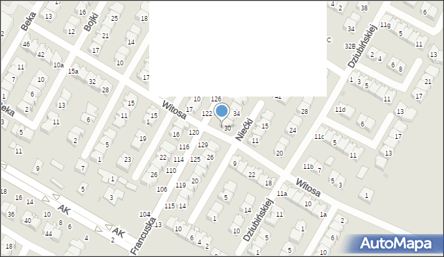 Biała Podlaska, Witosa Wincentego, 15, mapa Białej Podlaskiej