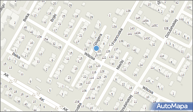 Biała Podlaska, Witosa Wincentego, 17, mapa Białej Podlaskiej