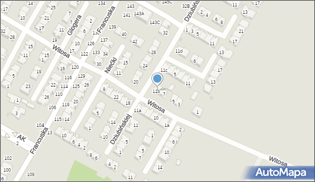 Biała Podlaska, Witosa Wincentego, 9, mapa Białej Podlaskiej