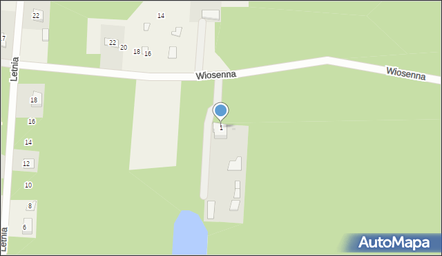 Białobrzegi, Wiosenna, 1, mapa Białobrzegi