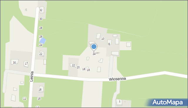 Białobrzegi, Wiosenna, 14, mapa Białobrzegi