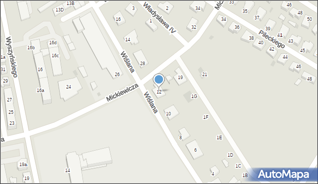 Białogard, Wiślana, 12, mapa Białogard