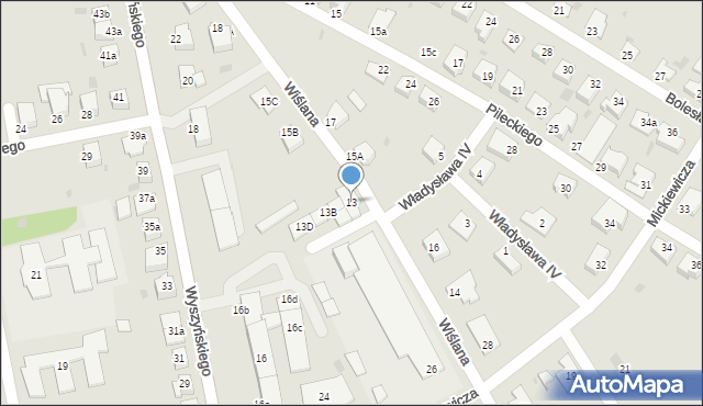 Białogard, Wiślana, 13, mapa Białogard