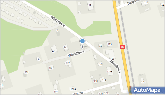 Biały Bór, Wierzbowa, 8, mapa Biały Bór
