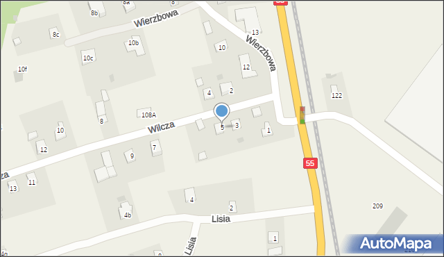 Biały Bór, Wilcza, 5, mapa Biały Bór