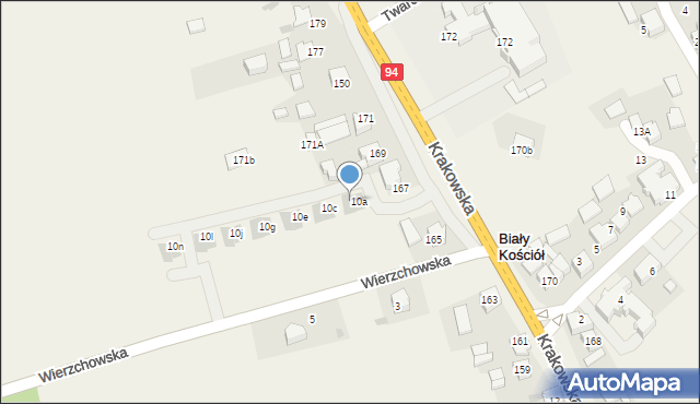 Biały Kościół, Wierzchowska, 10b, mapa Biały Kościół