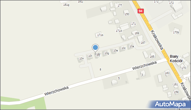 Biały Kościół, Wierzchowska, 10k, mapa Biały Kościół