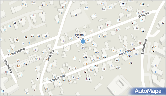 Białystok, Wiktorii, 6A, mapa Białegostoku