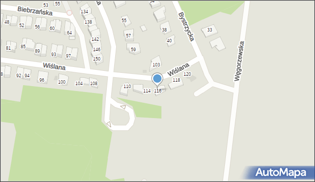 Białystok, Wiślana, 116, mapa Białegostoku