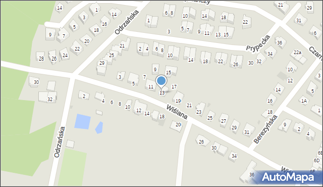Białystok, Wiślana, 13, mapa Białegostoku