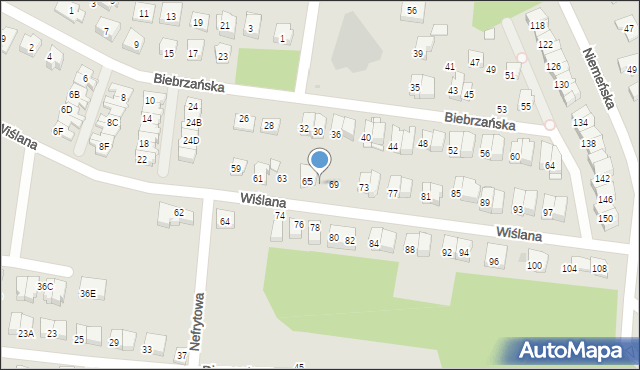 Białystok, Wiślana, 67, mapa Białegostoku