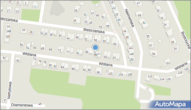Białystok, Wiślana, 89, mapa Białegostoku