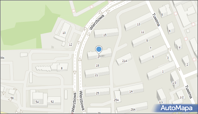 Białystok, Wierzbowa, 17, mapa Białegostoku