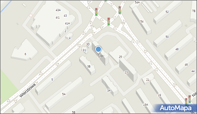 Białystok, Wierzbowa, 3, mapa Białegostoku