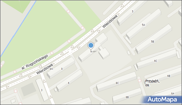 Białystok, Wierzbowa, 7, mapa Białegostoku